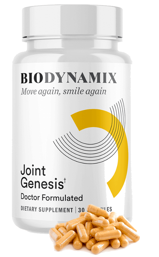 Joint Genesis supplement bottle with capsules
