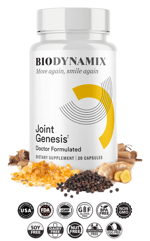Joint Genesis ingredients and BioDynamix bottle