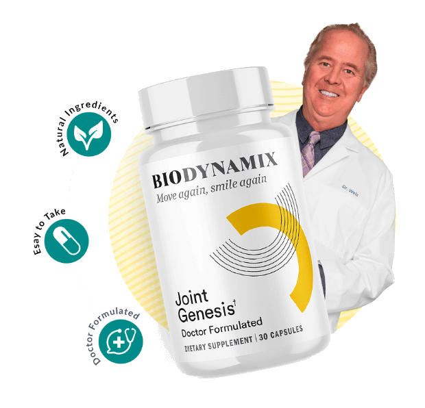 BioDynamix Joint Genesis supplement bottles and ingredients